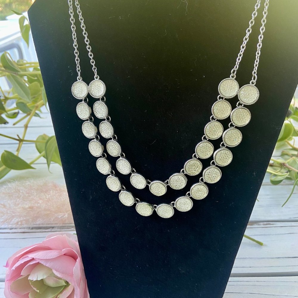 Vintage White and Silver Ann Taylor Necklace